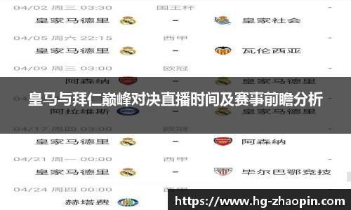 皇马与拜仁巅峰对决直播时间及赛事前瞻分析